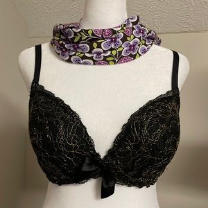Aerie limited edition black gold lace bra